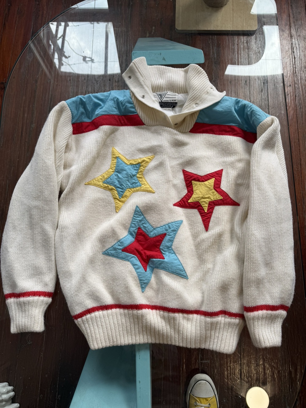 1980s Tyrolia Star Ski Sweater, Cream, 8/38